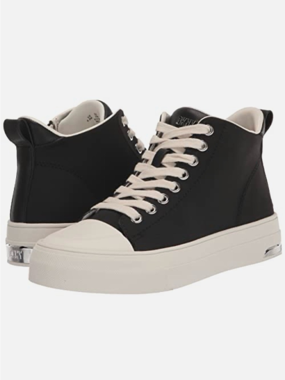 DKNY Black High-Top Sneakers with Cream Accents